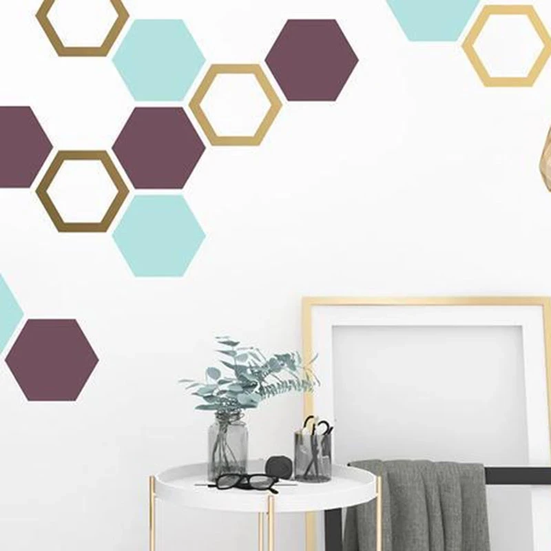 39pcs Hexagon Wall Stickers PVC Home Decoration for Kids Room Bathroom Kitchen Living Room Wall Decor Peel & Stick Ary Wallpaper