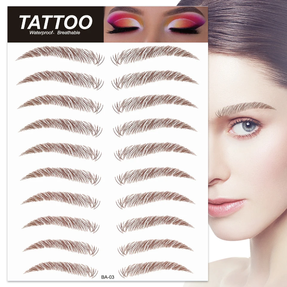 NEWCOME 4D Hair Like Eyebrows Makeup Waterproof Eyebrow Tattoo Sticker Long Lasting Natural Fake Eyebrow Stickers Cosmetics