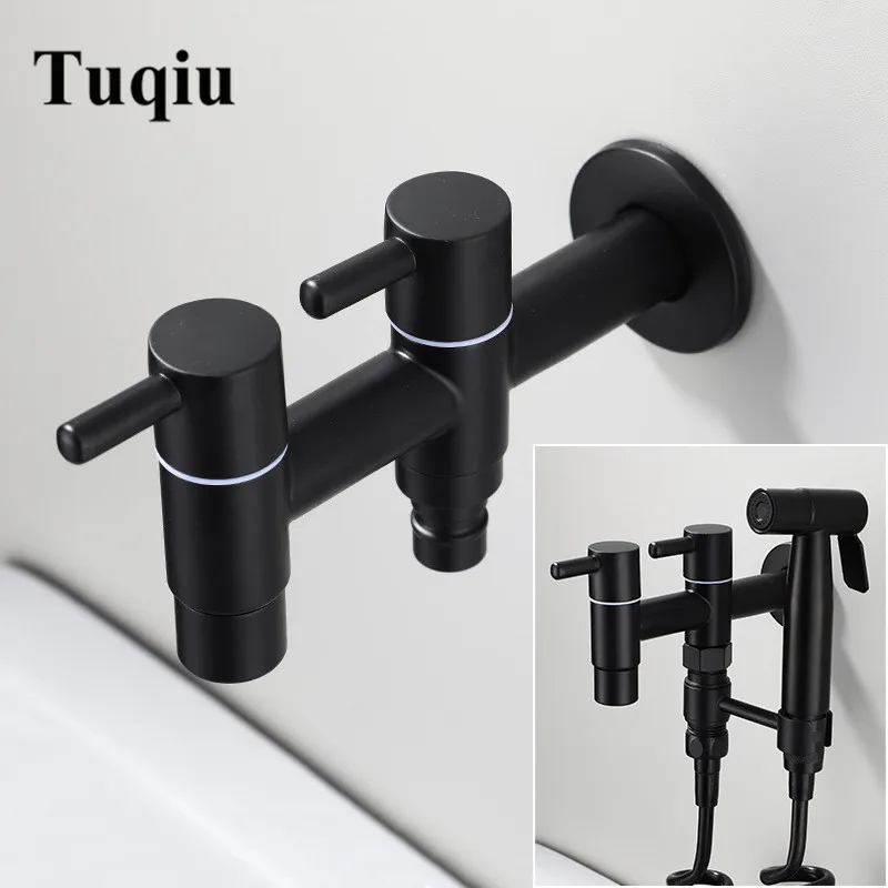 Washing machine faucet Bidet Faucet Stainless Steel Bathroom faucet tap Single Cold garden Faucet Black outdoor mixer Small Tap