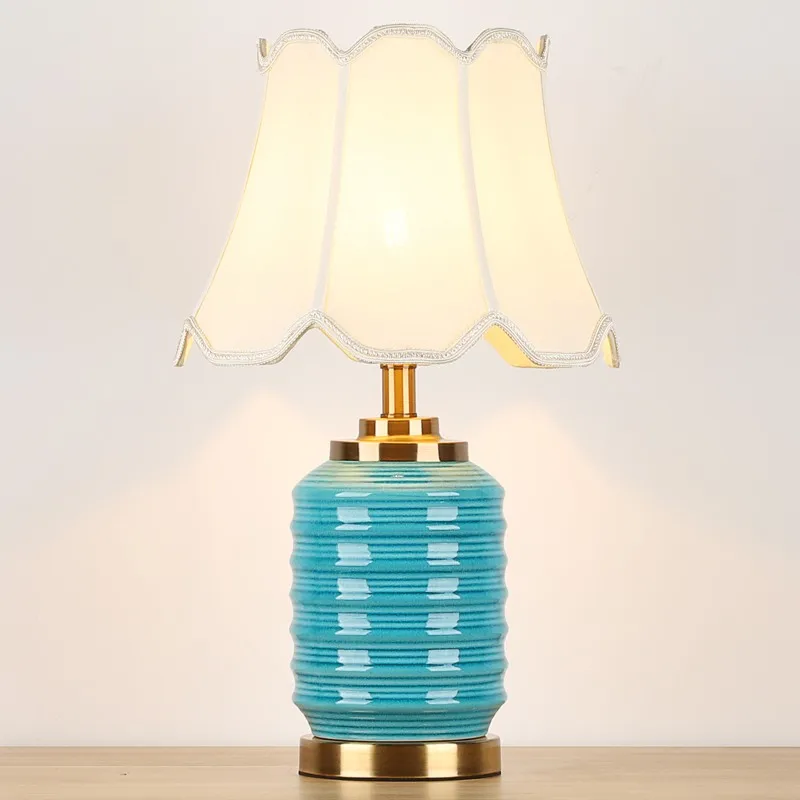 OURFENG Luxury Table Lamp LED Modern Desk Light Fabric Bedside Decorative for Home Foyer Bed Room Office Study