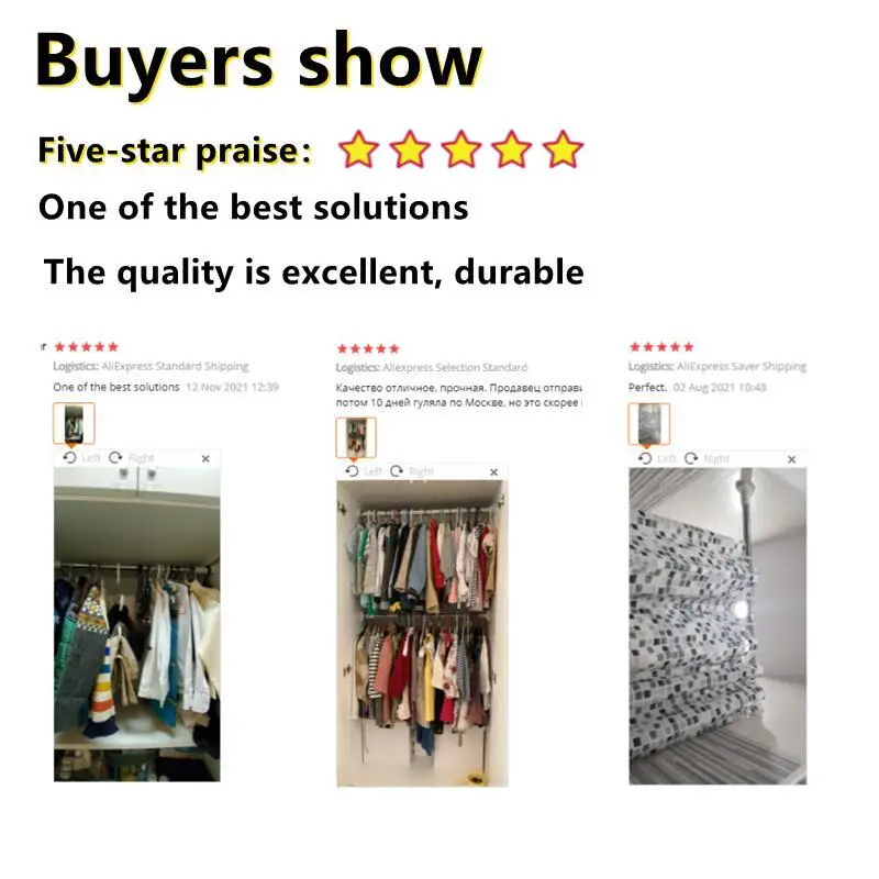 Telescopic Shower Curtain Rod Clothing Rod Telescopic Rods Shower Curtain Poles Clothes Wardrobe Organizer Rack for DIY Space