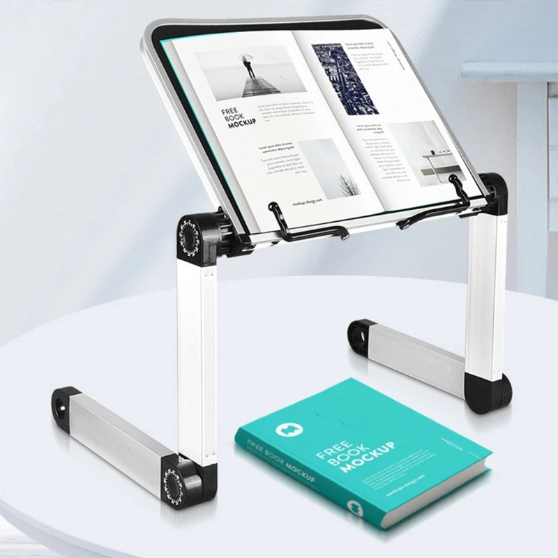 Foldable Reading Book Holder Bookcase Stand for Cookbook PC 360 Degree Adjustable Support Desk Organizer