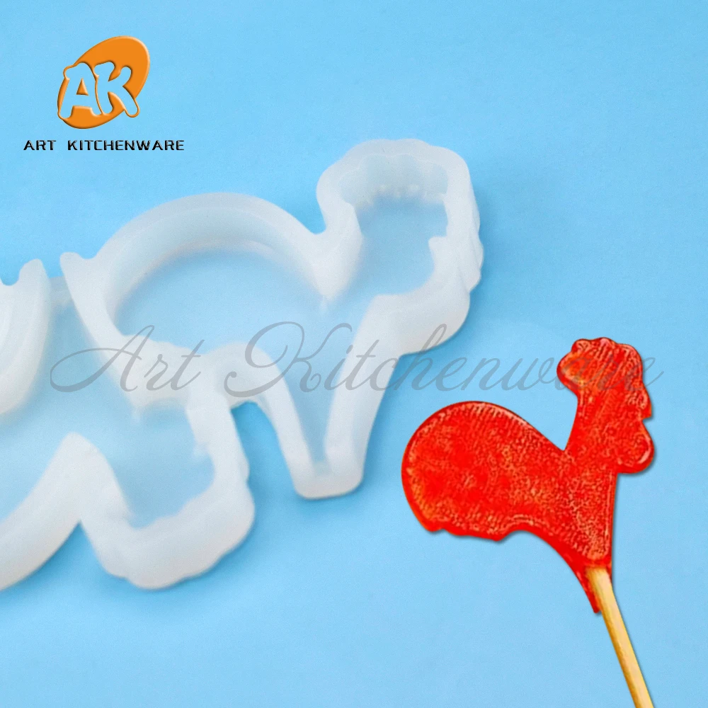 Sharp-tail Rooster Design Lollipop Silicone Mold Candy Model Chocolate Fondant Mould Cake Decorating Tools Baking Accessories