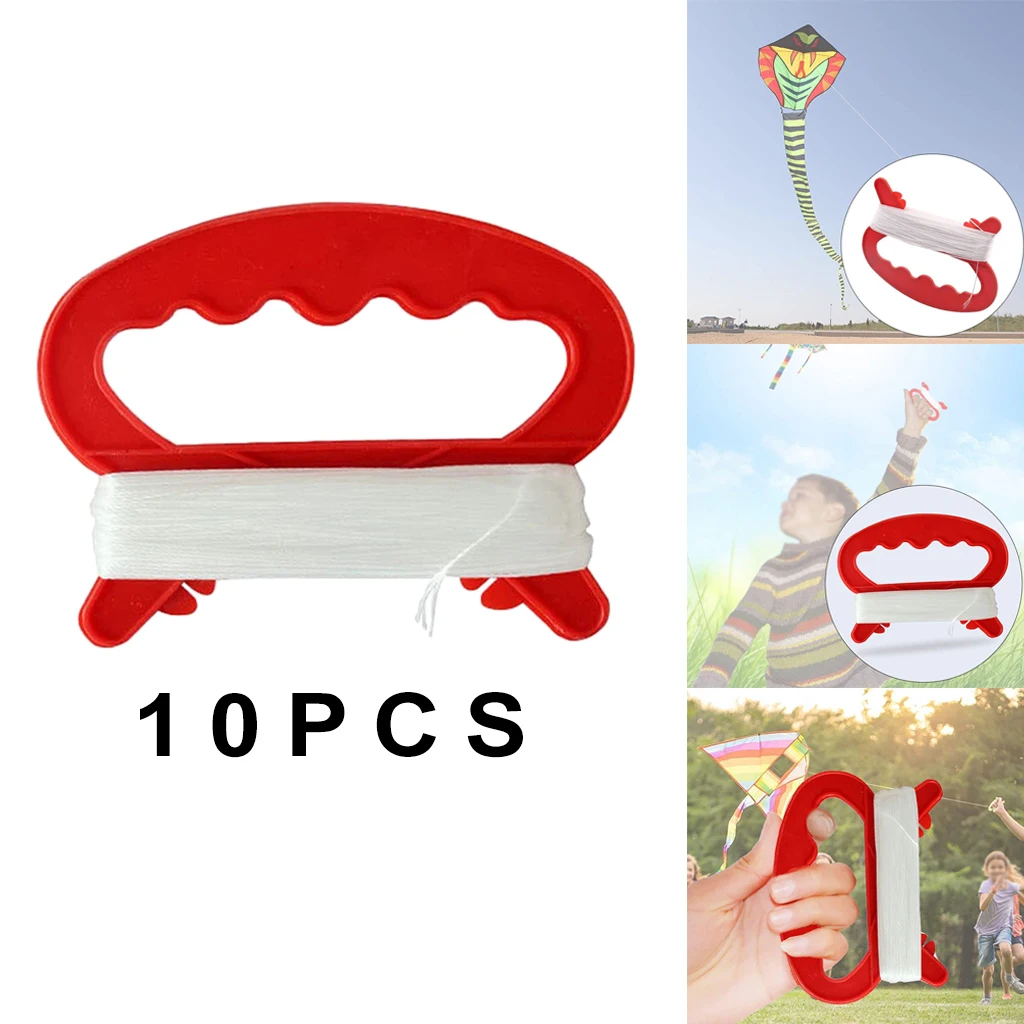 10Pieces Flying Kite Spool Handle with Line Kite String Outdoor Sports Tool