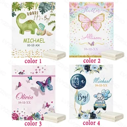 LVYZIHO Dinosaur And Butterfly Baby Blanket Personalized Name  Boy / Girl Blanket - 30x40 / 48x60 / 60x80 Inches - Fleece Blanke