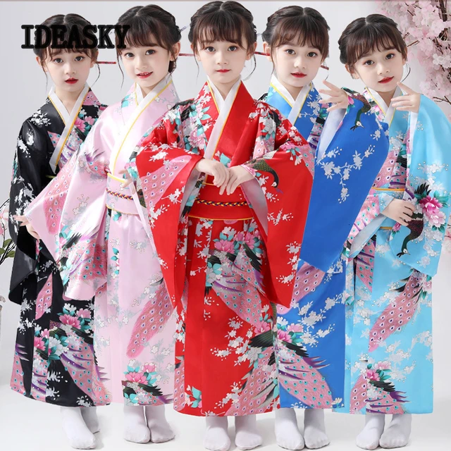 Kid Traditional National Japanese Costume For Flower Girl Kimono Robe Dress Yukata Homme Japonais Floral Child Cosplay Costumes AliExpress 200000532