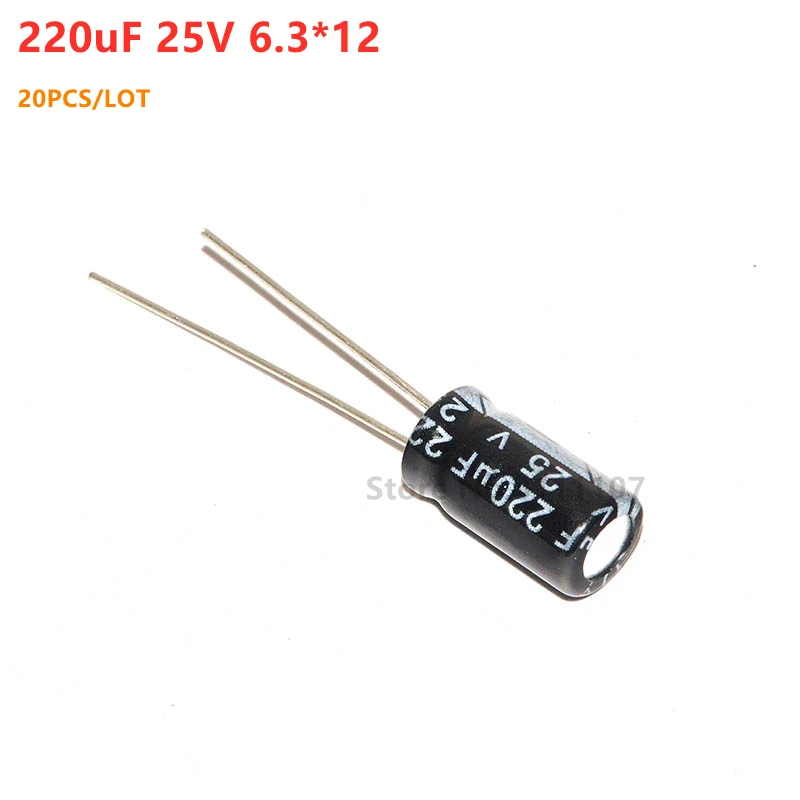 

20PCS/LOT Aluminum electrolytic capacitor 220uF 25V 6.3*12 Electrolytic Capacitor 25v 220uf