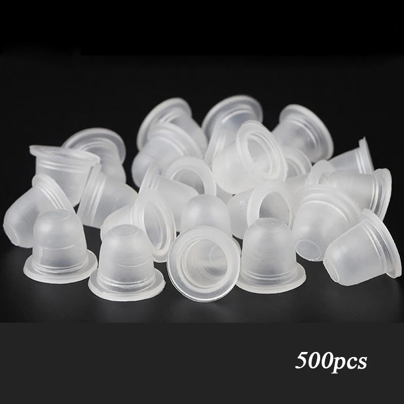 500PCS Microblading Accessories Disposable Soft Silicone Tattoo Ink Cups Pigment Holder Container for Permanent Makeup Supplies