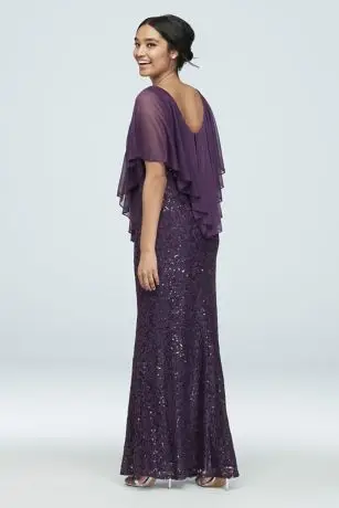 Kleermaker Custom Made Moeder Van Bruid Dress Moeder Van Bruid Outfit Sequin Lace Gown Met Koude Schouder Capelet Plum kleur