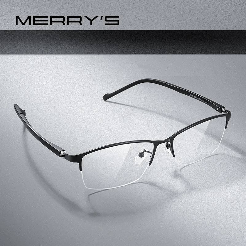 

MERRYS DESIGN Men Titanium Alloy Glasses Frame Myopia Prescription Eyeglasses Business Optical Frame TR90 Legs S2204