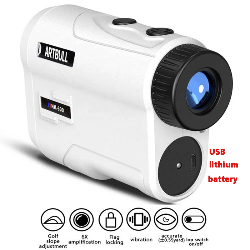 USB Rechargeable 600m 1000m Golf Rangefinder Laser Distance meter Hunting Telescope with Slope Flag-Lock