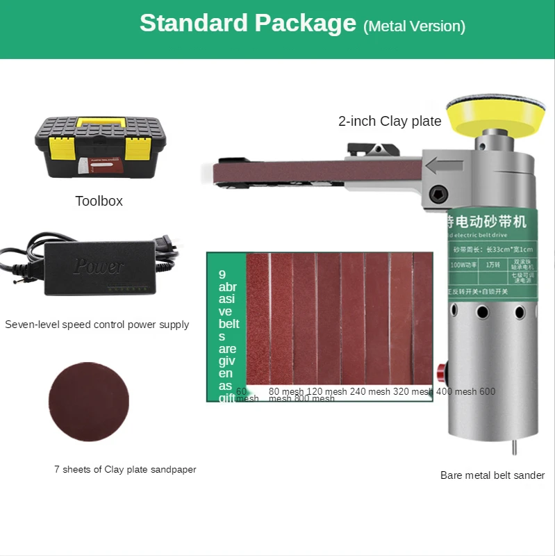 100W Sabuk Listrik Genggam Mini Sander Kecepatan Dapat Disesuaikan Portabel Multifungsi Mesin Pengamplasan Bor Pemoles Gerinda