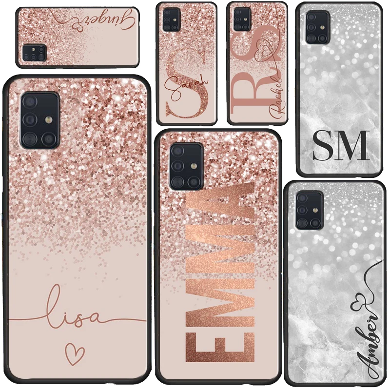 PERSONALISED Glitter name initials Case For Samsung Galaxy A52 A32 A12 A72 A31 A11 A41 A51 A71 A10 A20 A30 A50 A70 A21S A20e