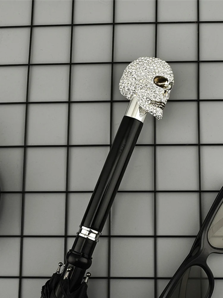 Skull Walking Cane 2-in-1 Self Defense Sturdy Windproof UV Protection Umbrella for Hiking And Rainy Days view 6
