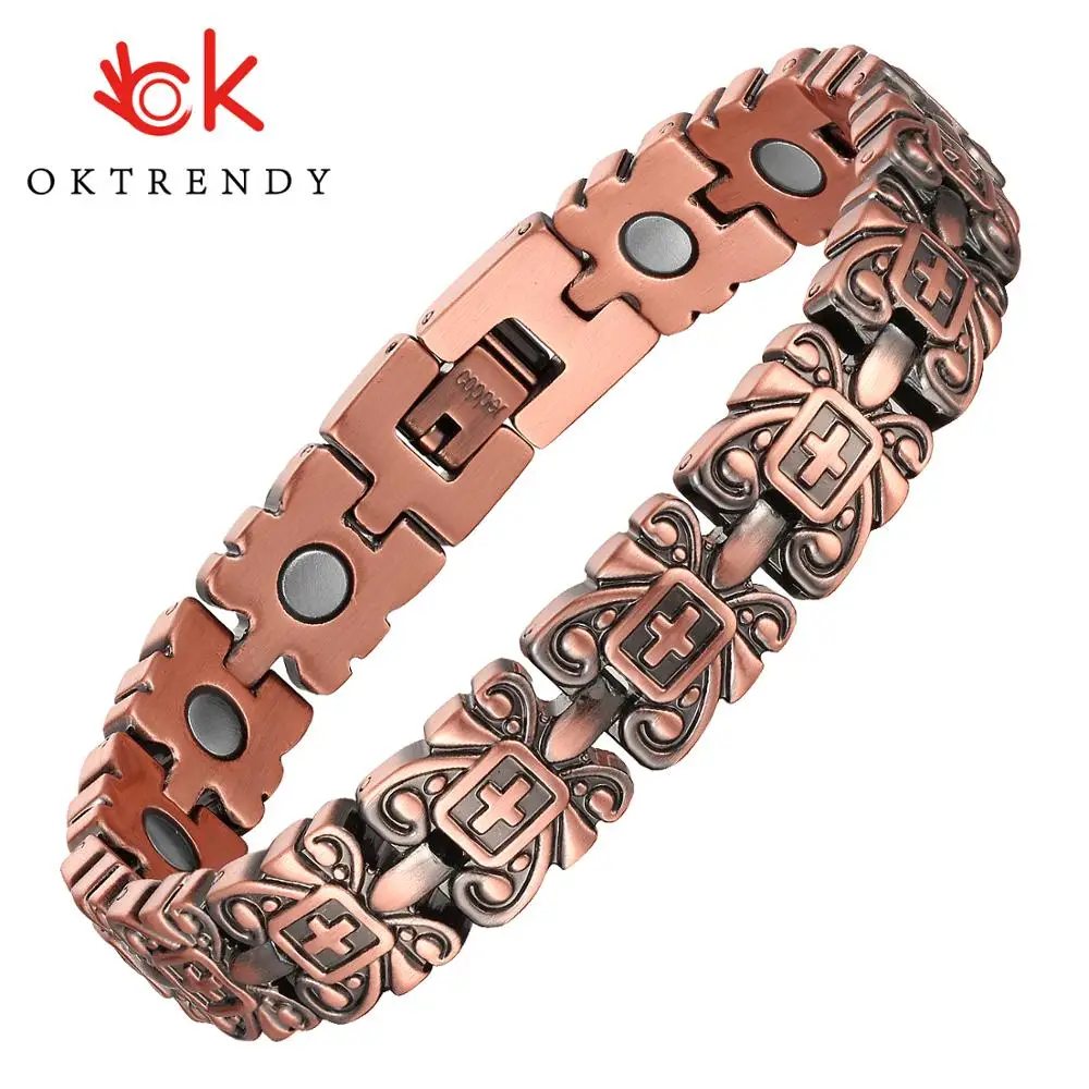 Pure Copper Magnetic Bracelets for Arthritis Pain Relief with Strong Magnets Wristband Adjustable Magnetic Therapy Bracelet