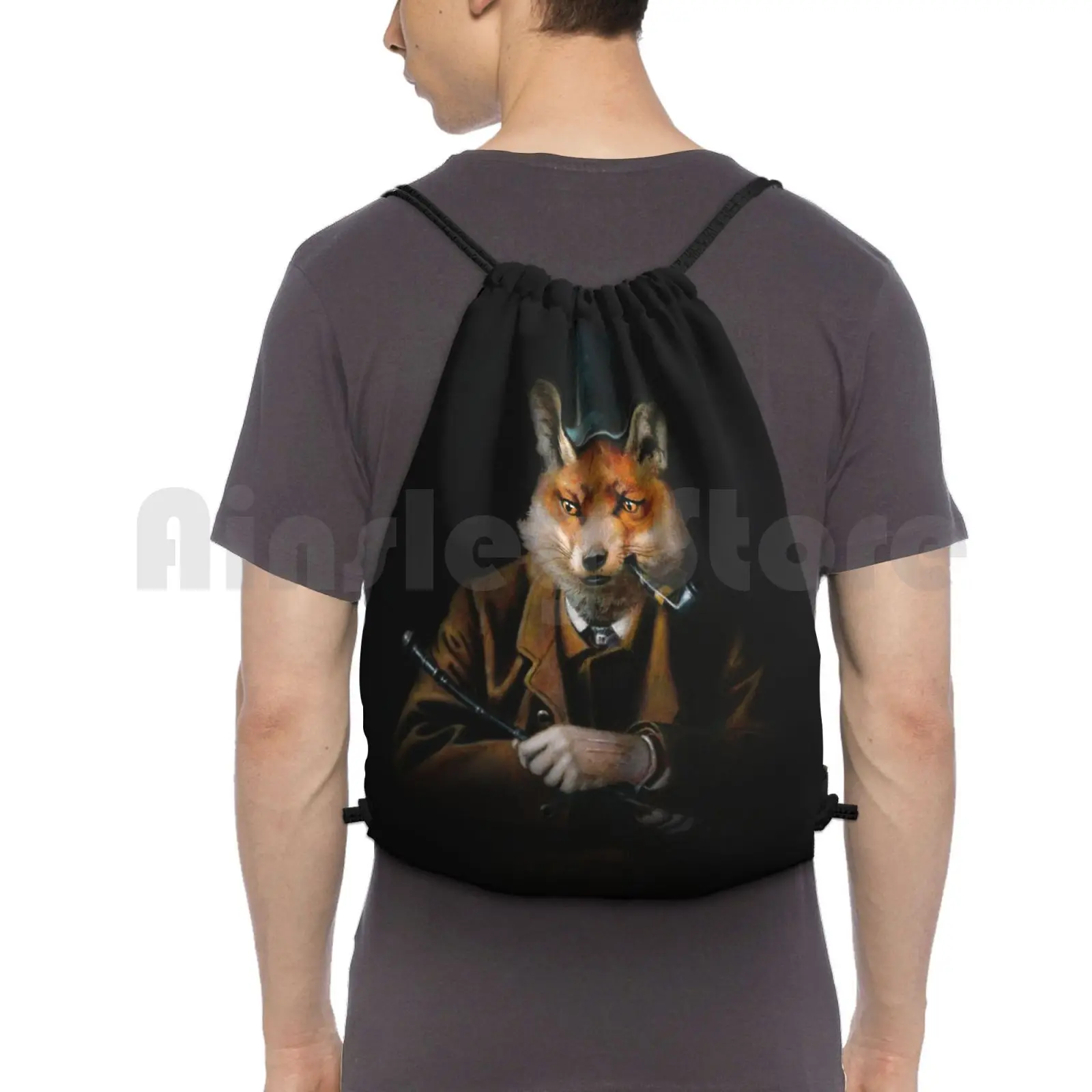 Dapper Fox Backpack Drawstring Bag Riding Climbing Gym Bag Fox Fox Fox Fox Vintage Surreal Funny Animals Quirky Weird Funny