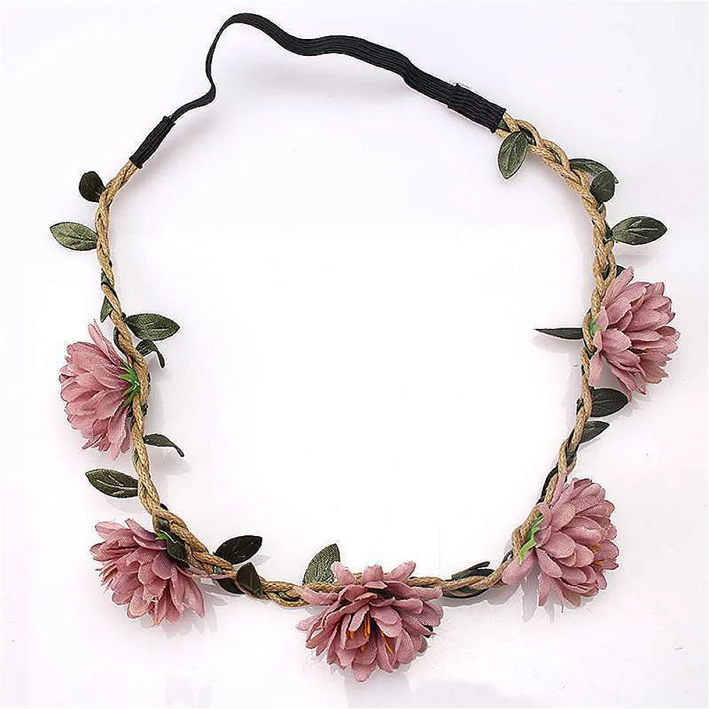 Fashion Wedding Flower Headband Girls Boho Flowers Headwear Children Hair Accessories Bride Wreath Beach Garland 7 Colors 2022