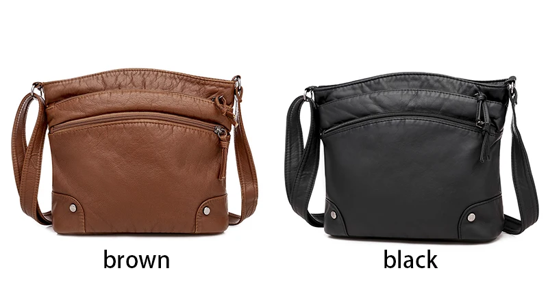 Yogodlns Weiche PU Leder Schulter Tasche Frauen Retro Umhängetasche Doppel-reißverschluss Weiblichen Umhängetasche Große Kapazität Täglichen Handtasche – Detail 4