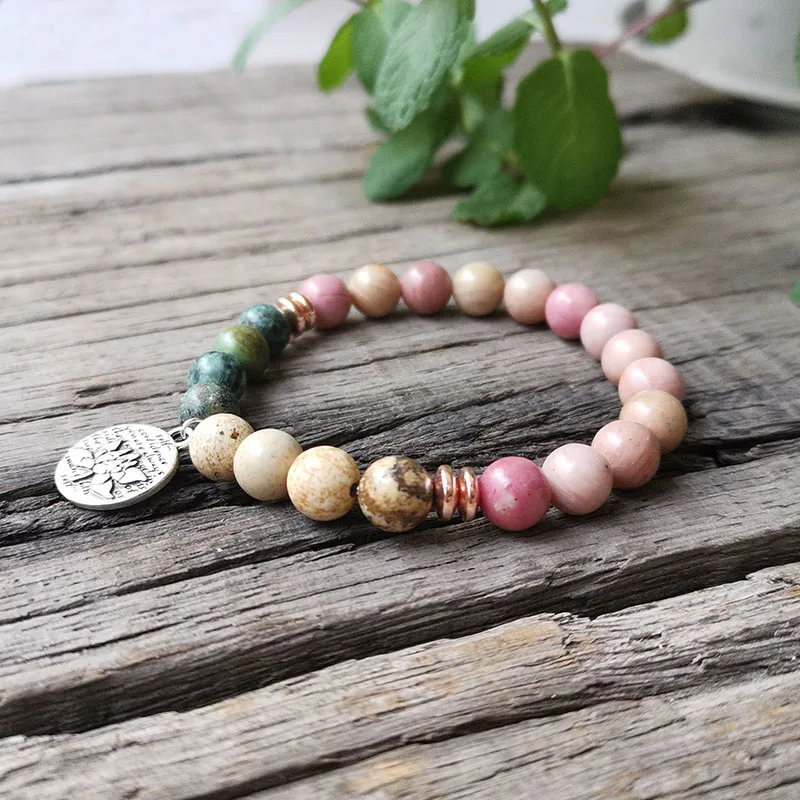 8mm Natural Stone Beads,Rhodonite,African Turquoise,Pink,Lotus,JapaMala Sets,Spiritual Jewelry,Meditation,Inspirational,108 Mala