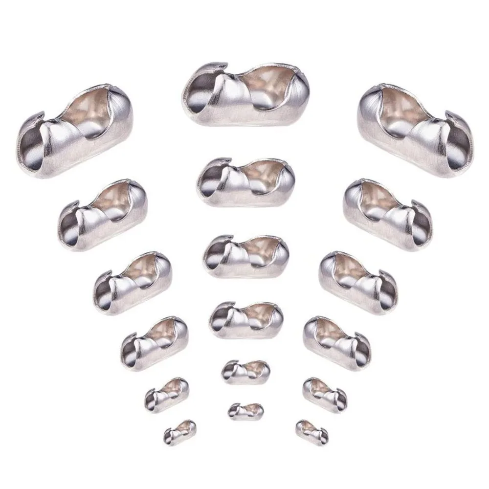 Silberfarbene Edelstahl-Kugelketten-Verbindungsverschlüsse für DIY-Halsketten, Armbänder und Schmuckherstellung, 50 Stück/Los – Detail 2