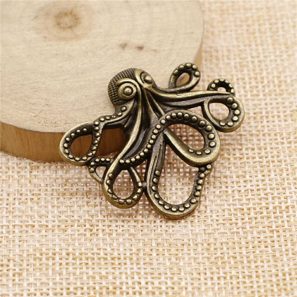 WYSIWYG 2pcs 42x35mm Pendant Octopus Octopus Charm Pendants For Jewelry Making Antique Silver Color Octopus Pendants