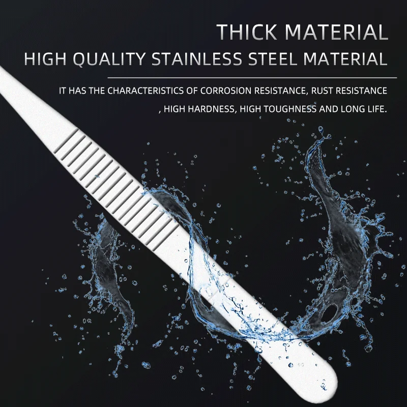 5/9Pcs Stainless Steel Non-slip Tweezers Long Straight Forceps Straight Head Elbow Thicken Medical Tools 12.5cm-30cm