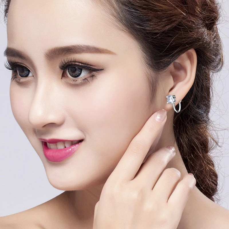 Small Cubic Zirconia Earring Clip Simple Earring Cuff  Without Pierce Fine Ear Jewelry For Lady Girls