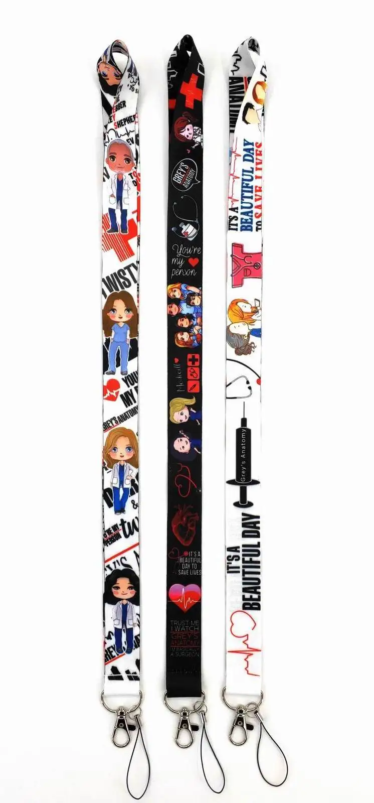 New 50pcs Cartoon  Doctor Nurse Neck Strap Lanyards Badge Holder Rope Pendant Key Chain Accessories