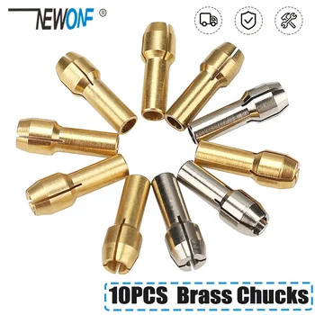 Novo 10 peças de brocas mandril de bronze, brocas de pinça 0.5-3.2mm 4.3mm, haste para ferramenta rotativa dremel