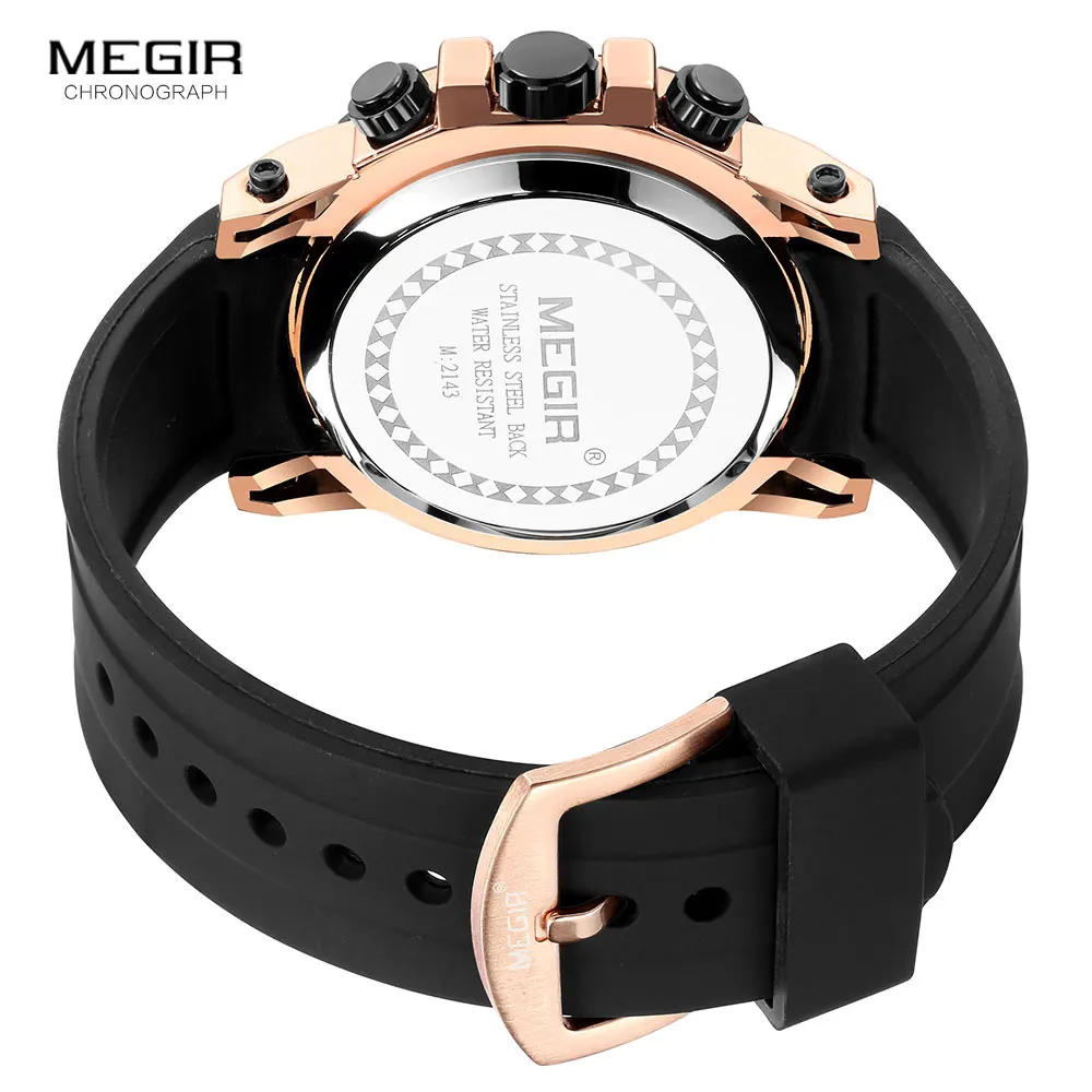 MEGIR Watches for Men Fashion Chronograph Quartz Watch with Silicone Strap Waterproof Sport Wristwatch relogio часы montre reloj