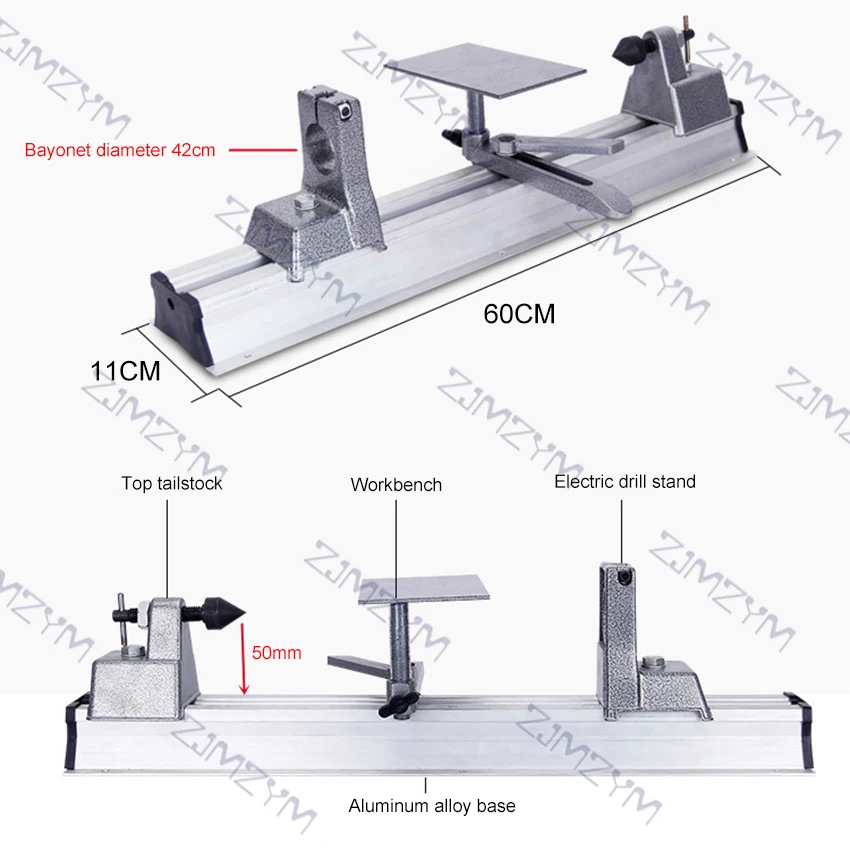 60CM TZ-002 800W Mini Wood Lathe Machine With Electric Drill DIY Woodworking Lathe Grinding Polishing Beads Wood Drill Tool 220V