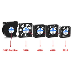 5015/5010/4020/4010/3010 5V/12V/24V Cooling Turbo Fan Brushless 2Pin For 3D Printer Extruder DC Cooler Blower Part Plastic Fans