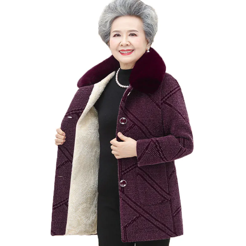 2022 New Fashion anziani donne inverno giacca calda cappotto donna addensare imitazione visone cappotti di velluto parka capispalla soprabito