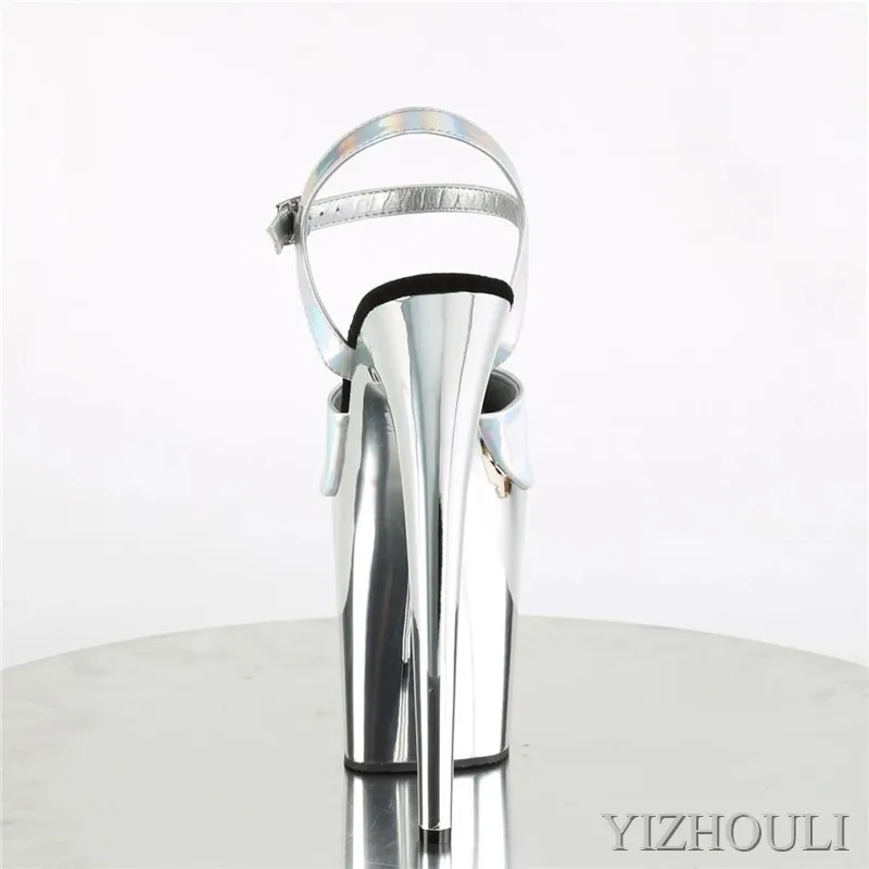 20 cm sexy silver vamp, 8 inch electroplated stiletto sandals/pole dance performance, fashion stage sandals