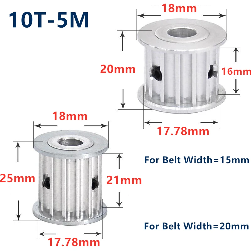 HTD 5M 10 Teeth Synchronous Timing Pulley Bore 5/6/6.35/7mm for Width 15/20mm HTD5M Belt gear 10-5M-15 AF 10Teeth 104T