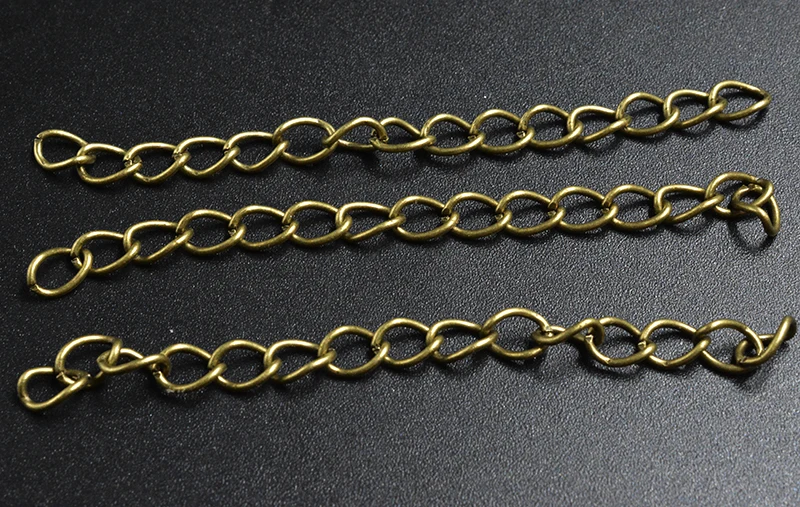 FLTMRH   60pcs/lot 50mm*3mm Necklace Extension Chain Bulk Bracelet Extended Chains Tail Extender for DIY