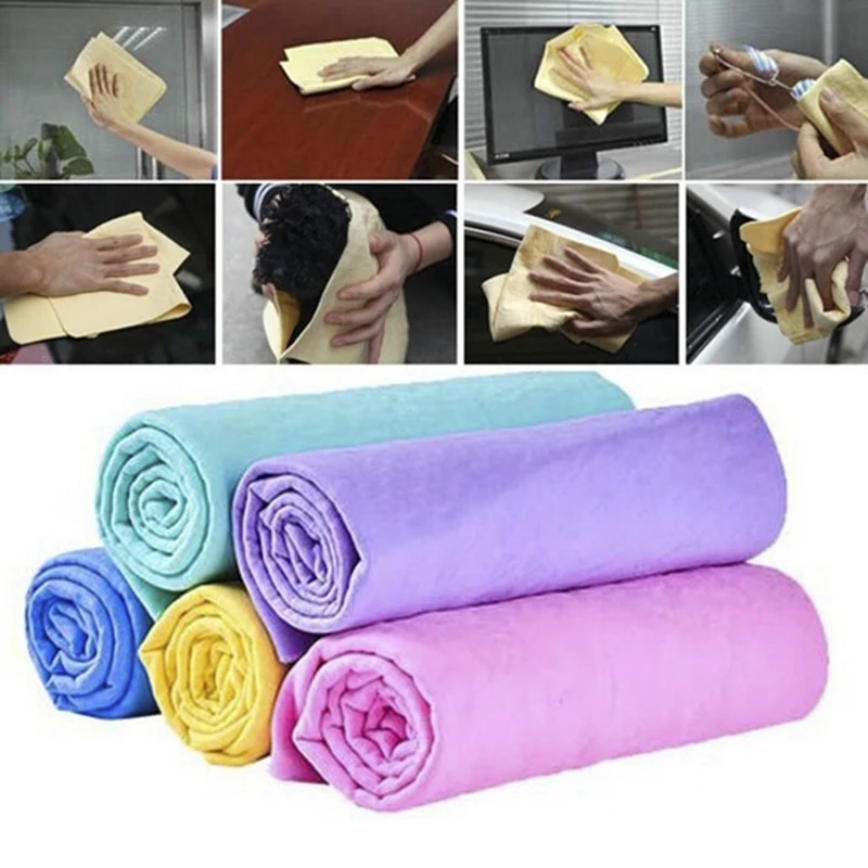 Color newMagical Auto Care Suede PVA Deerskin Chamois Towels Car Cleaning Cham Towel Wash Cloth Sponge Super absorbent Random