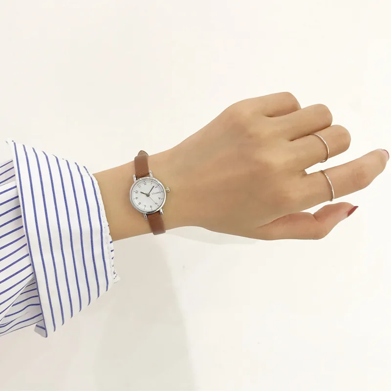 Women\'s Fashion White Small Watches 2019 Ulzzang Brand Ladies Quartz Wristwatch Simple Retr Montre Femme With Leather Band Clock