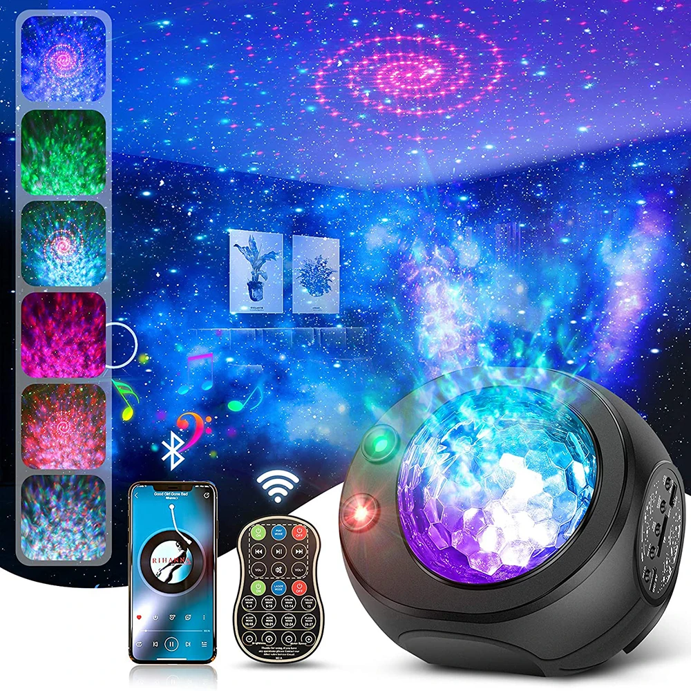 LED Laser Projector Disco Light Galaxy Projector Dj Lamp Starry Sky Stage Light for Home Bedroom Music Party Lamp