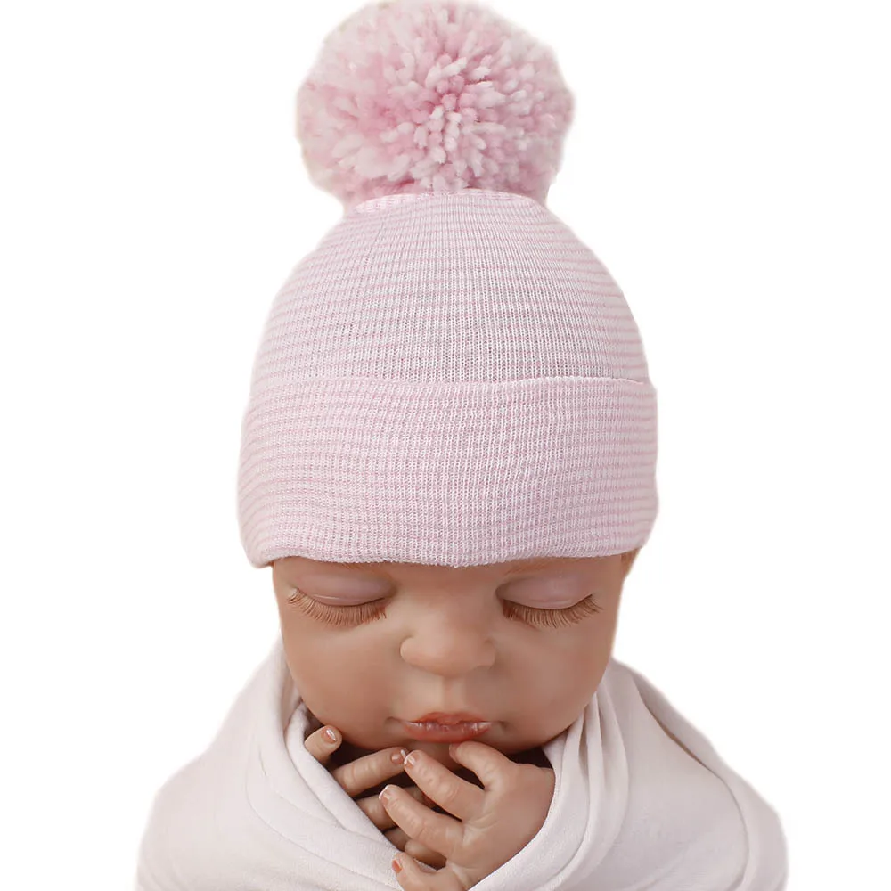 Adorable Newborn Toddler Baby Infant Girl Comfy with Pom Ball Hospital Caps Warm Beanie Hat Accessories