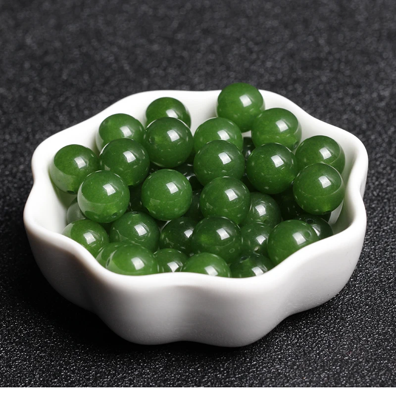 4A Natural Jade Green Chalcedony  Single Bead DIY Beads Jewelry Making