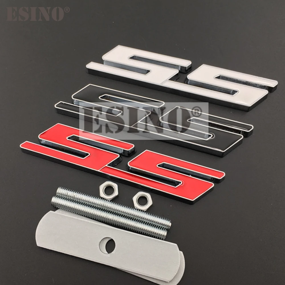 Car Styling 3D Metal Chrome Zinc Alloy Emblem Car SS Front Grill Badge Sticker Decal Auto Accessory for Chevrolet SS Camaro SS