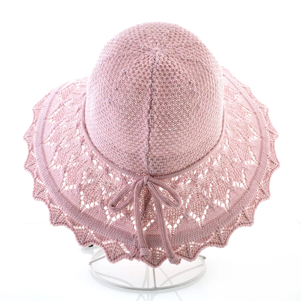 TQMSMY Knitted Floppy Hats Ladies Outdoor Pink Wide Brim Sun Hat Four Seasons Casual Beach Cap Seaside Vacation Sunbonnet TME174