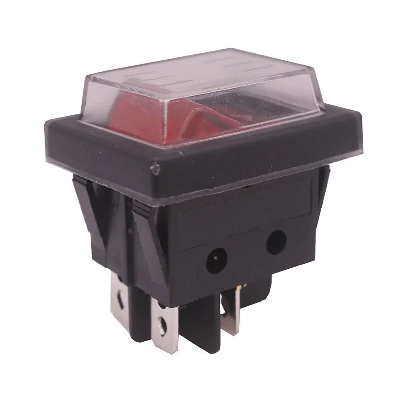 2 Pcs Red Button Rocker Switch 4 Plugs 37 * 30 * 30mm 16A 250V AC/20A 125V AC Electrical Equipment Switches Wholesale