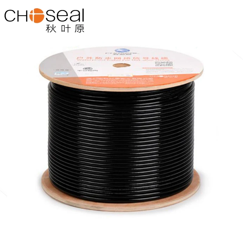 Choseal QS6167 Network Cable Waterproof Cat6 SFTP 1000Mbps Oxygenfree Copper Double Shield Lan Cable Ethernet Cable Engineering