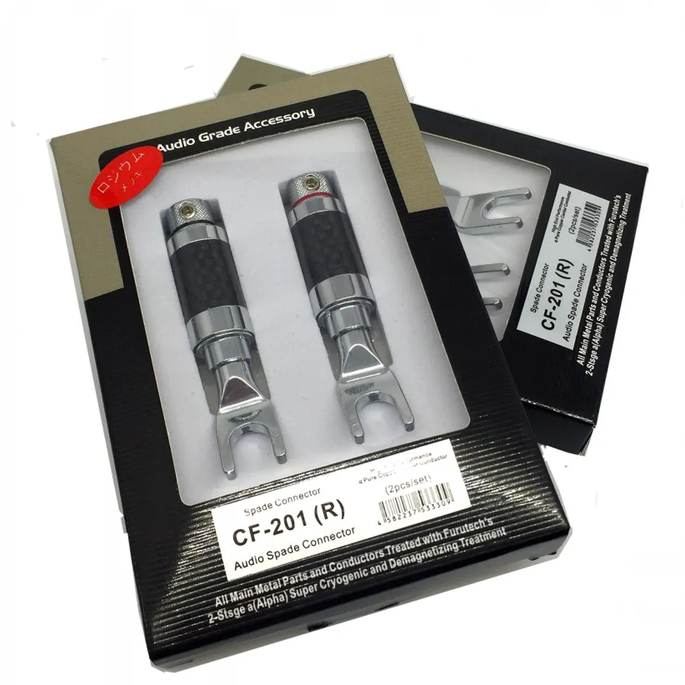 Furutech CF-201(R) Copper Rhodium Plated Carbon  connectors plugs Y Spade Original box