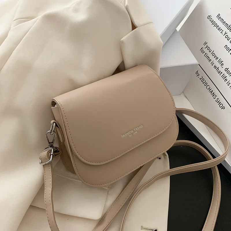 Yogodlns Trendy Sattel Schulter Tasche Frauen PU Leder Umhängetasche Einfache Feste Farbe Klappe Umhängetasche Designer Handtaschen Beutel – Detail 23