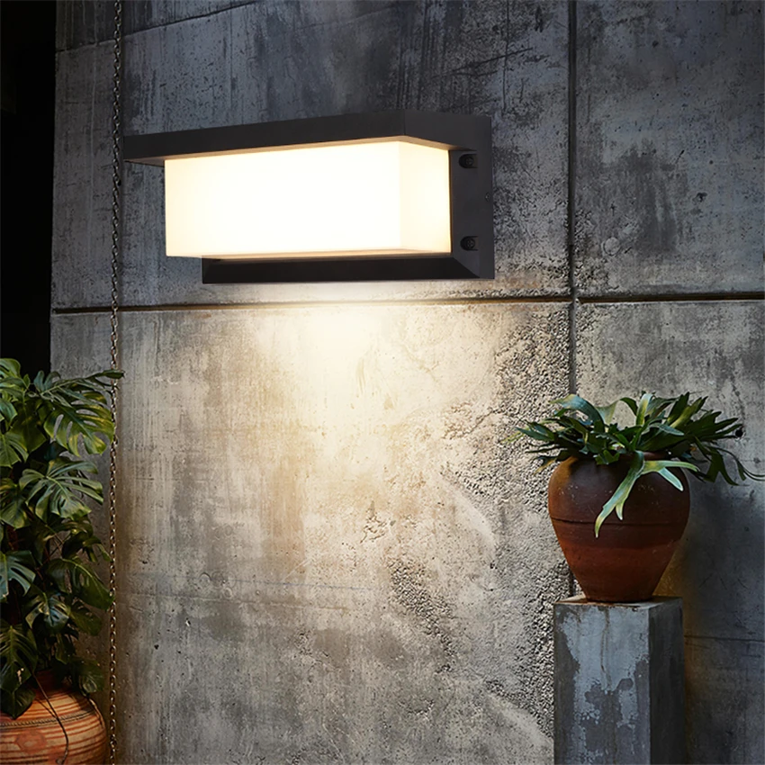 Modern Outdoor Waterproof Black Wall Lamps Garden Lamp Bedroom Aisle Villa Hotel Exterior Front Balcony Sconces Lights Lighting
