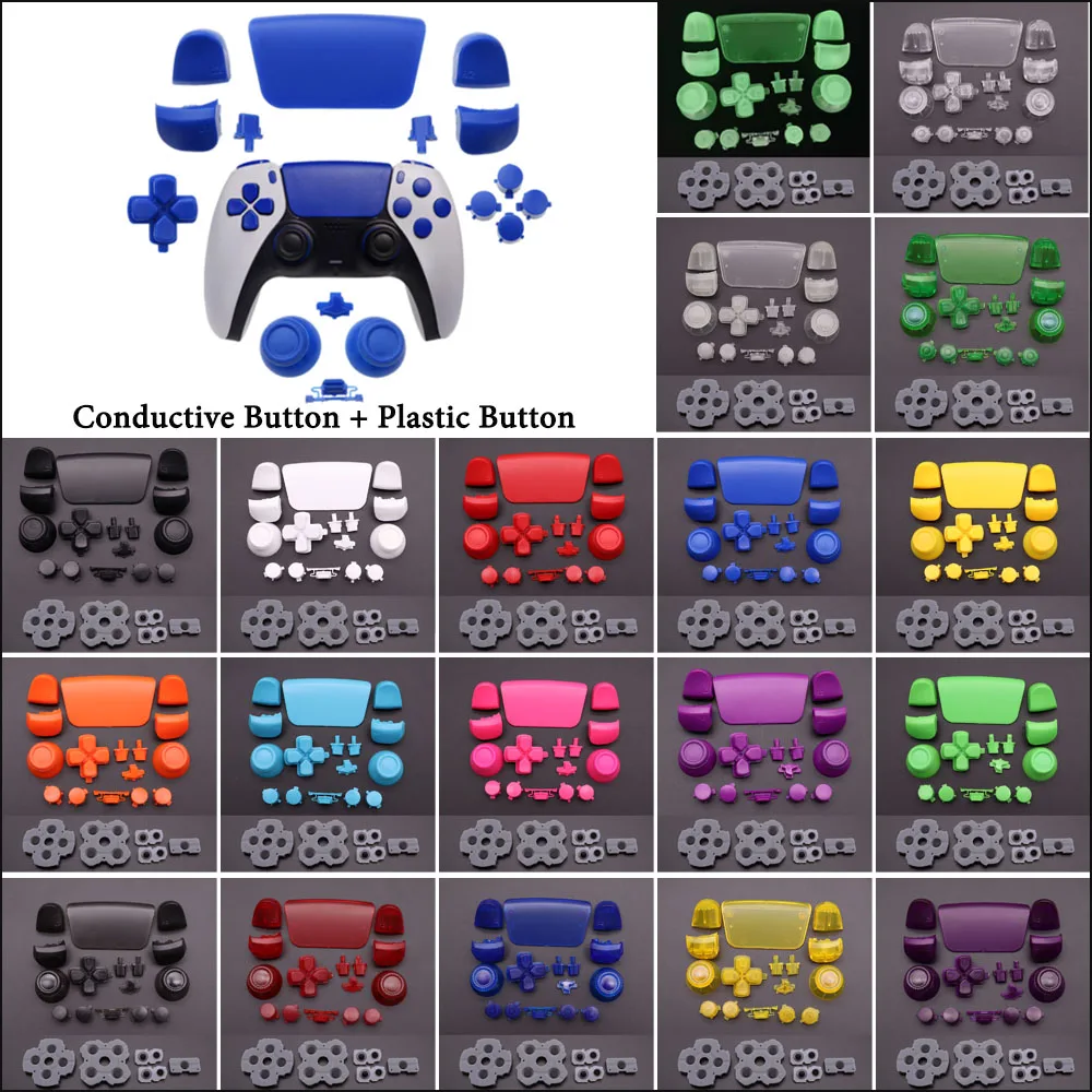 Silicone Rubber Conductive Button & Full Set Joysticks Dpad R1 L1 R2 L2 Direction Key ABXY Buttons For Sony PS5 Controller 