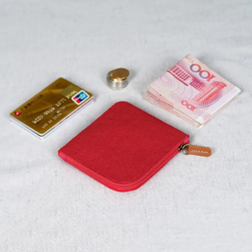 Vilten Portemonnee Mini Draagbare Portemonnee Mode Vrouwen Heren Wisselzak Creditcard Id-Houder Portefeuilles Sleutelhanger Tas Contant Geld Opbergtas